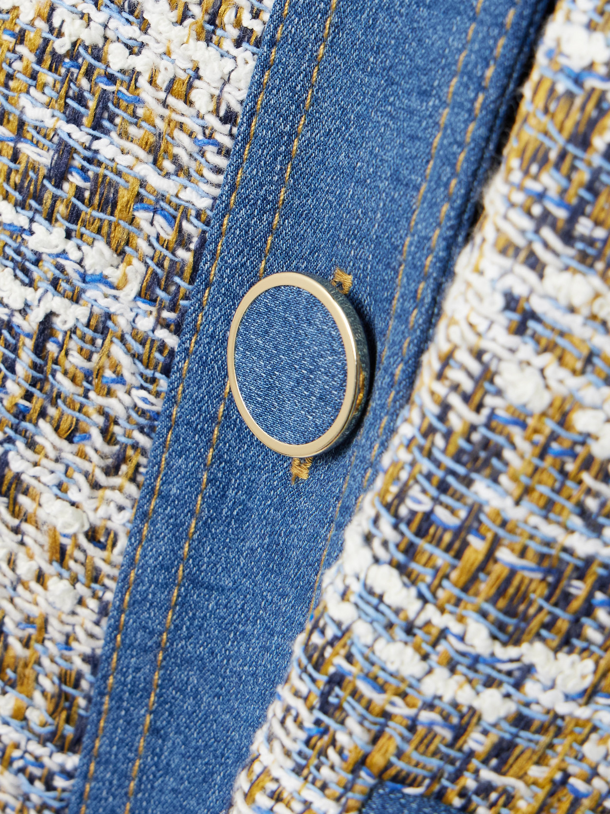 Veronica Beard Ainslie Denim-trimmed Cotton-blend Tweed Jacket In Blue