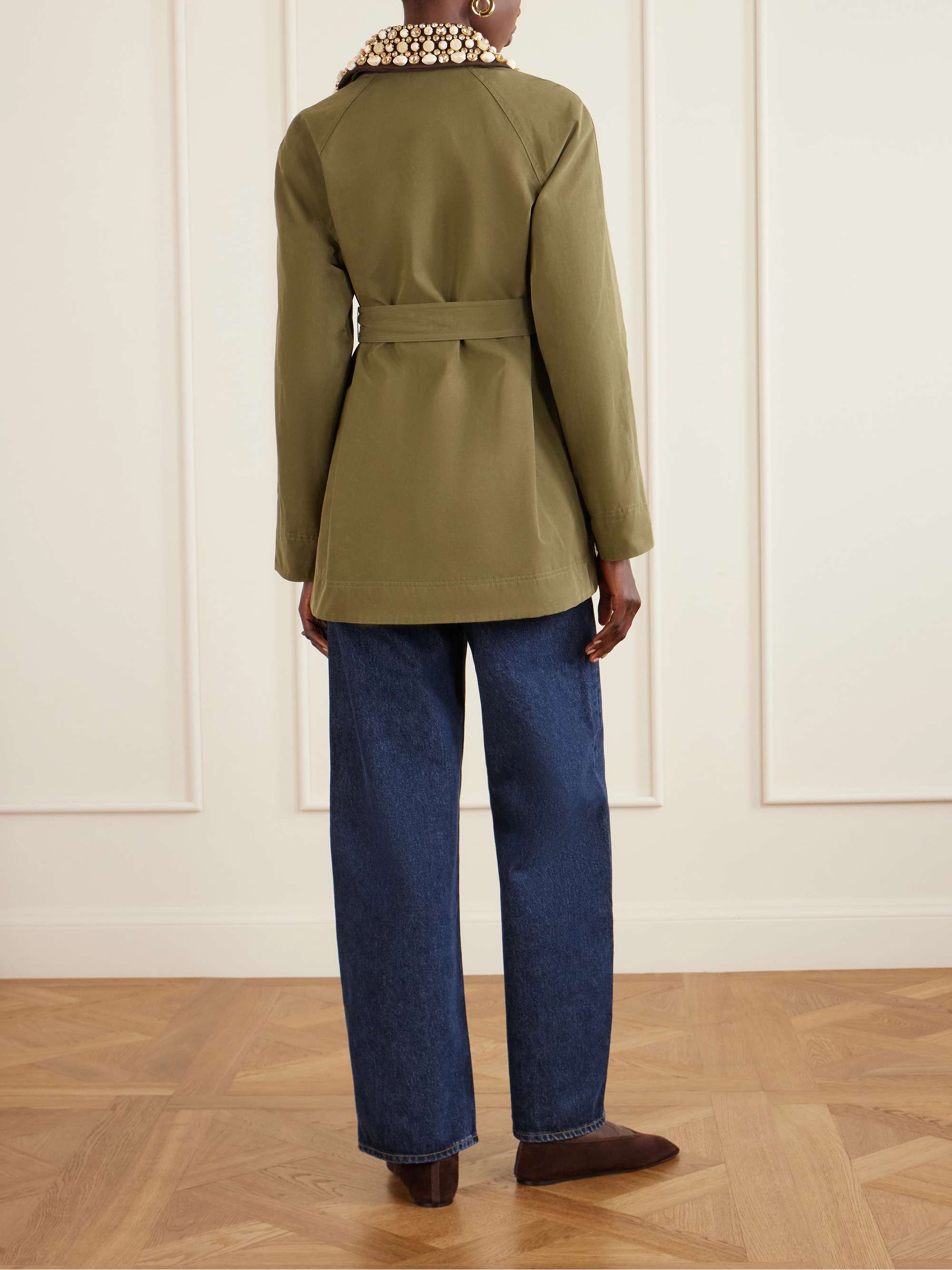 VERONICA BEARD Langham Dickey embellished canvas-trimmed woven