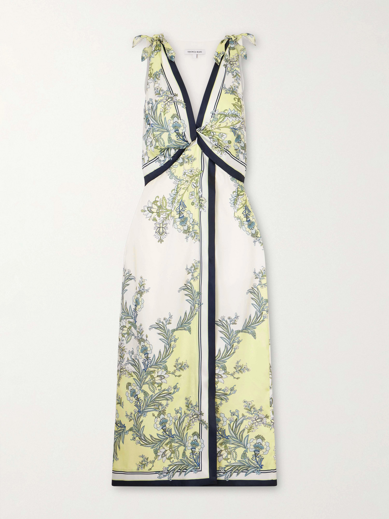 Veronica Beard Kaliza Twisted Floral-print Twill Midi Dress In Green