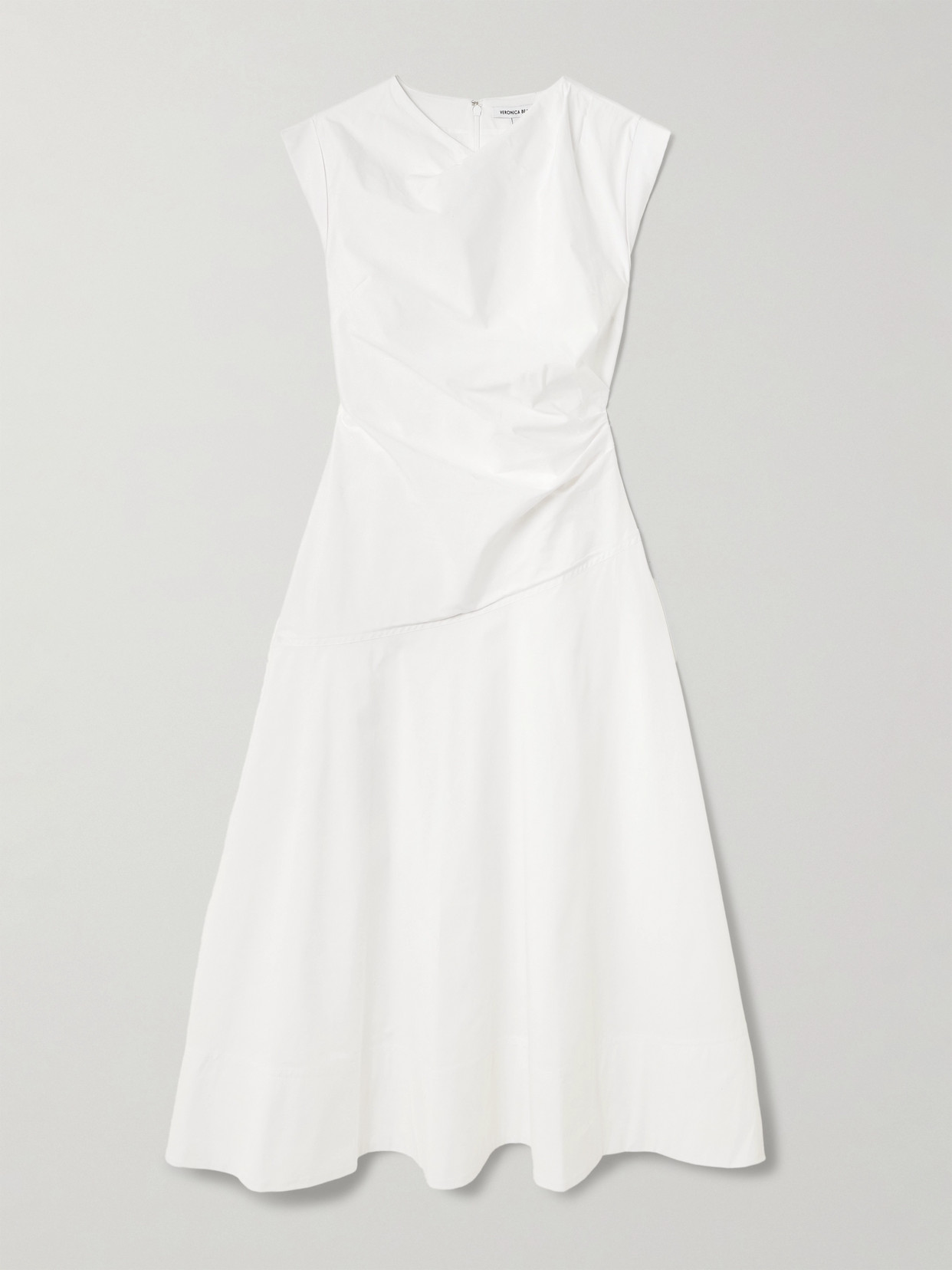 Veronica Beard Lisette Gathered Cotton-blend Poplin Midi Dress In White