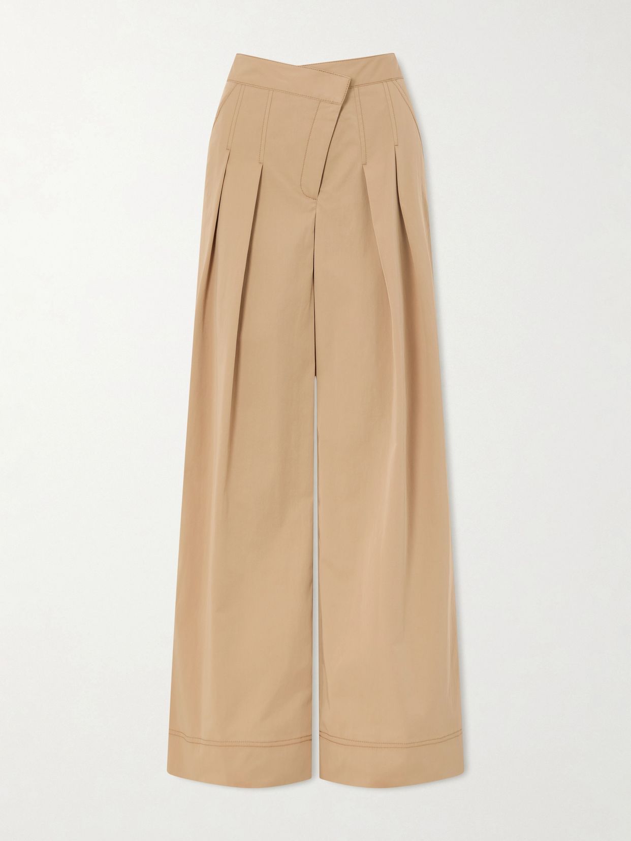 Veronica Beard Pleated cotton-blend twill high-rise wide-leg pants