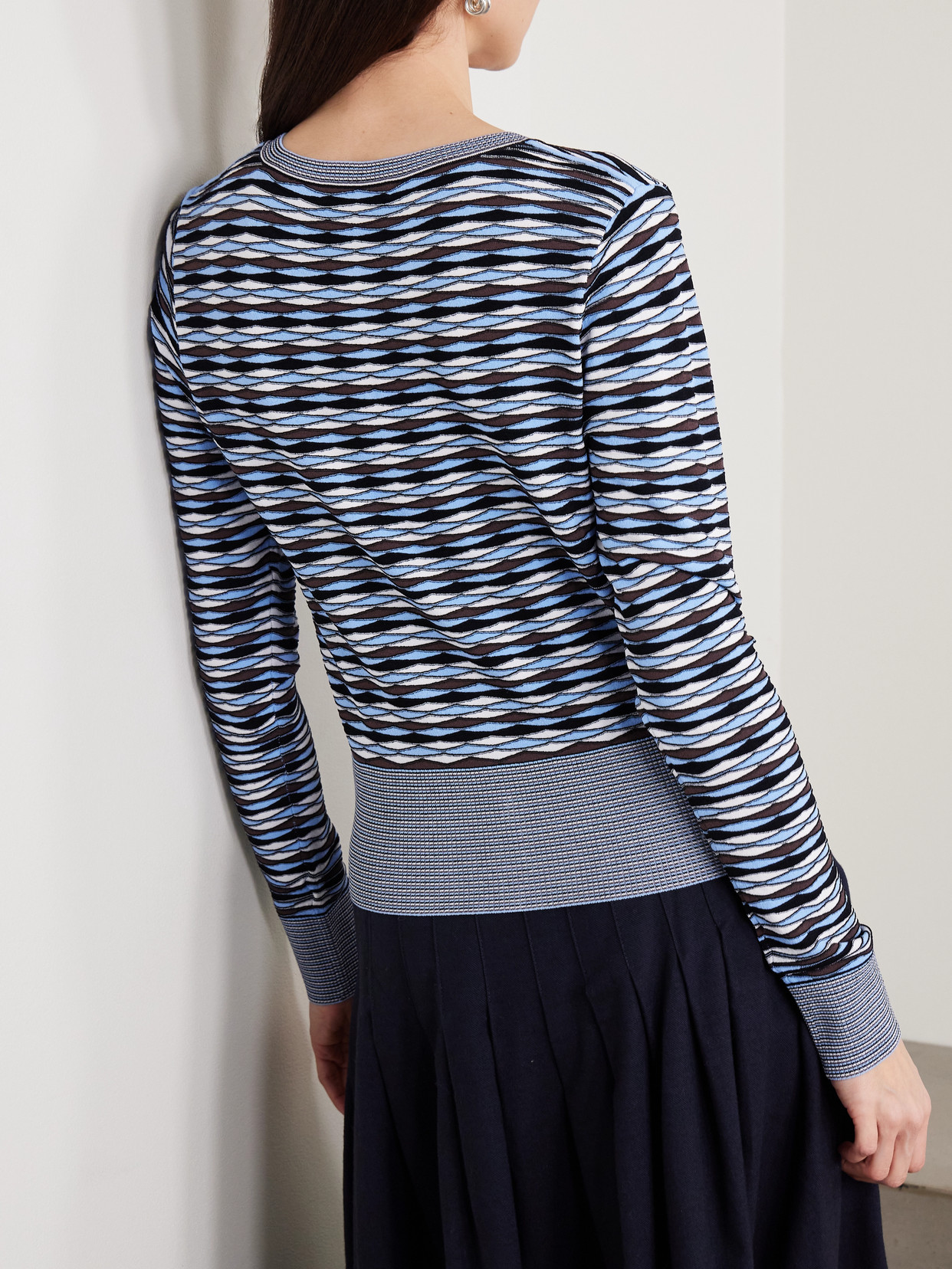 Veronica Beard Cambria Button Front Knit Cardigan In Blue