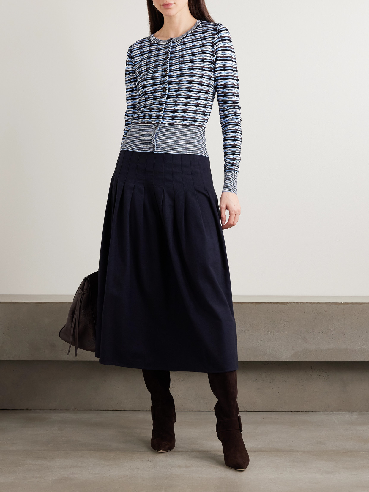 Veronica Beard Cambria Button Front Knit Cardigan In Blue