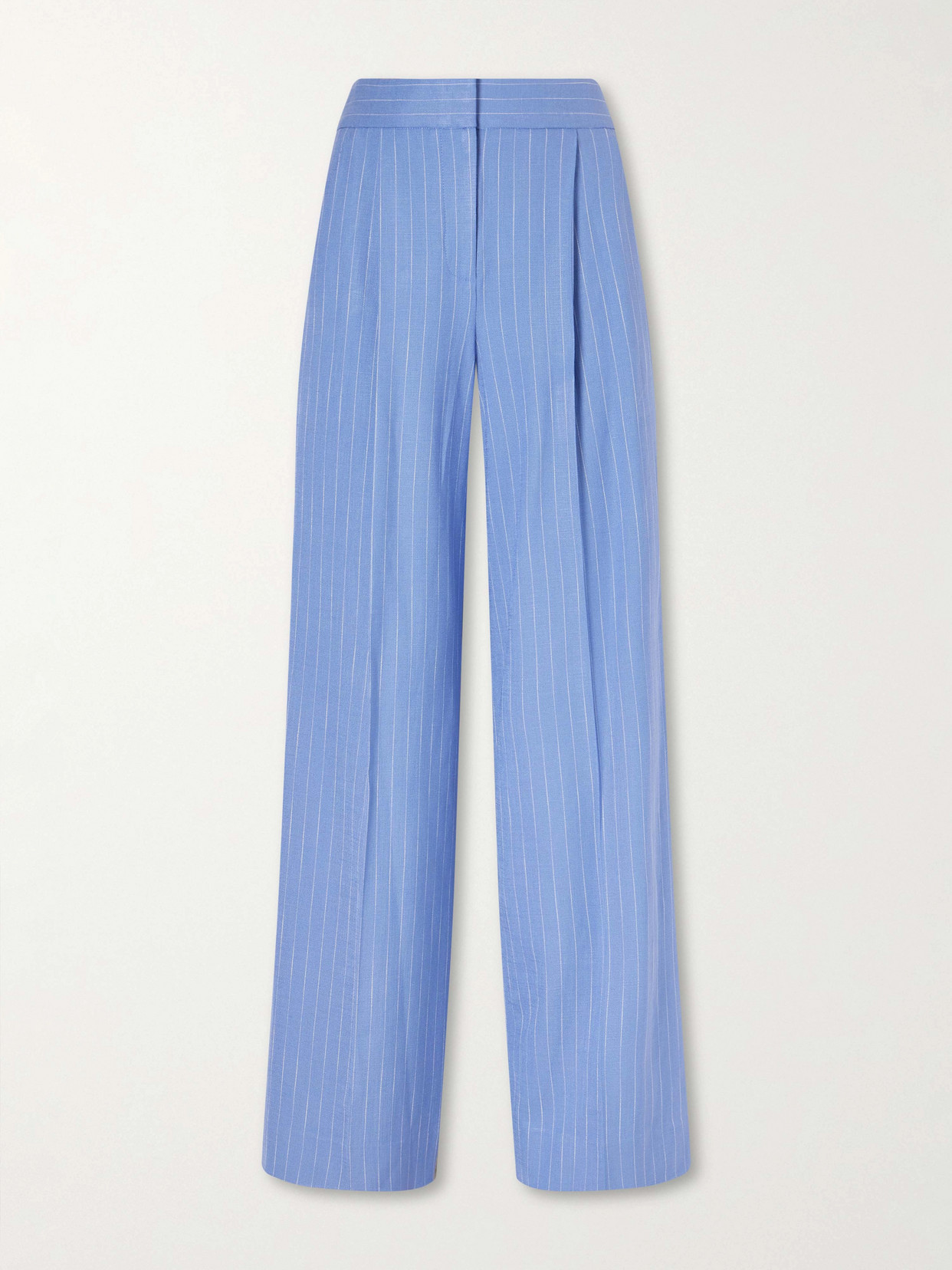 Veronica Beard Heyser Pinstriped Canvas Wide-leg Pants In Blue