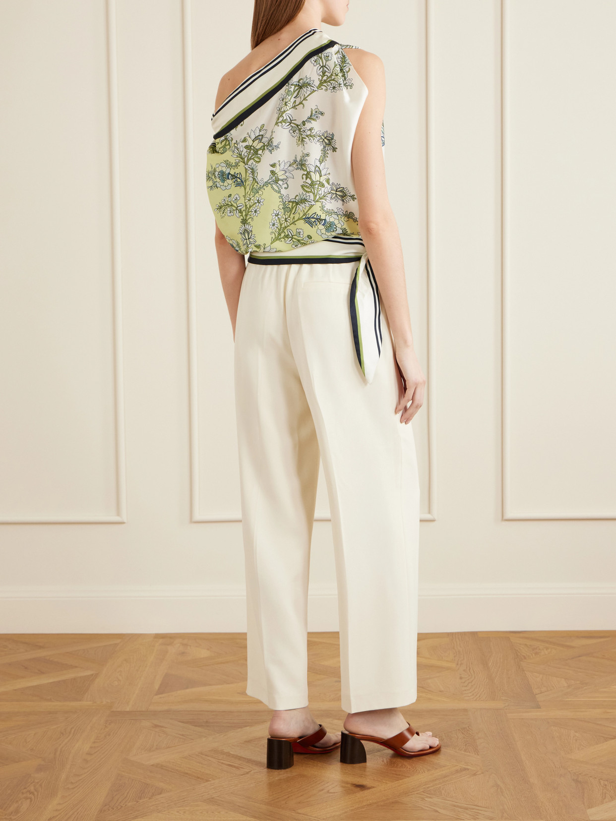 Tari One-Shoulder Printed Twill Blouse