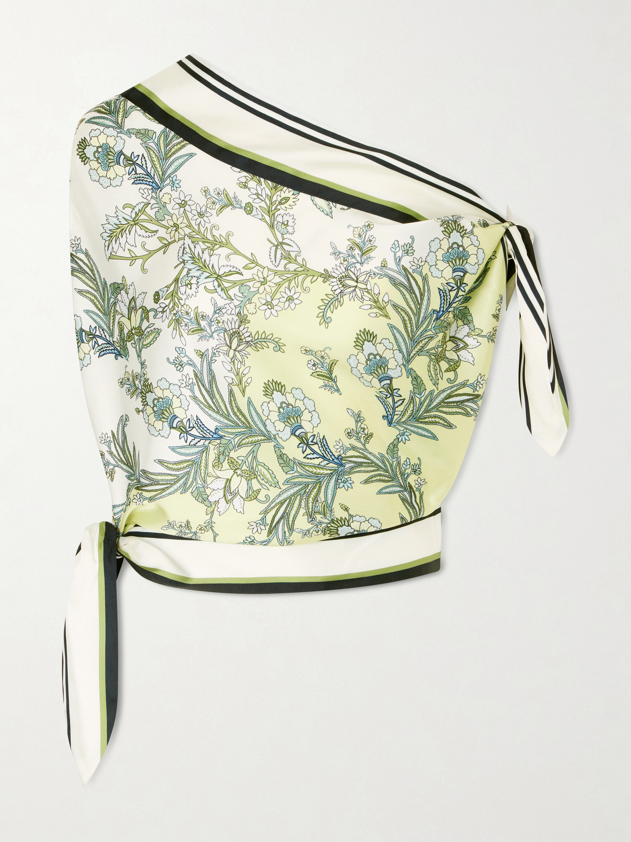 Veronica Beard Tari One-shoulder Printed Twill Blouse In Green