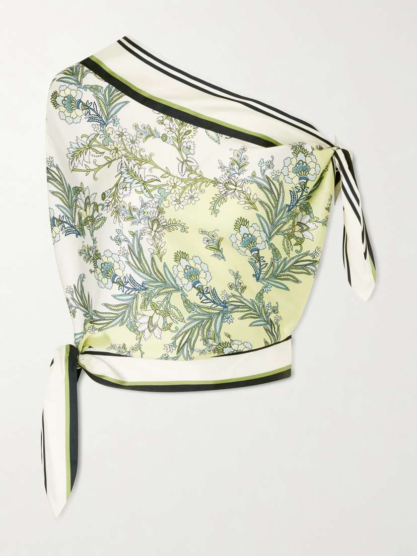 Tari One-shoulder Printed Twill Blouse