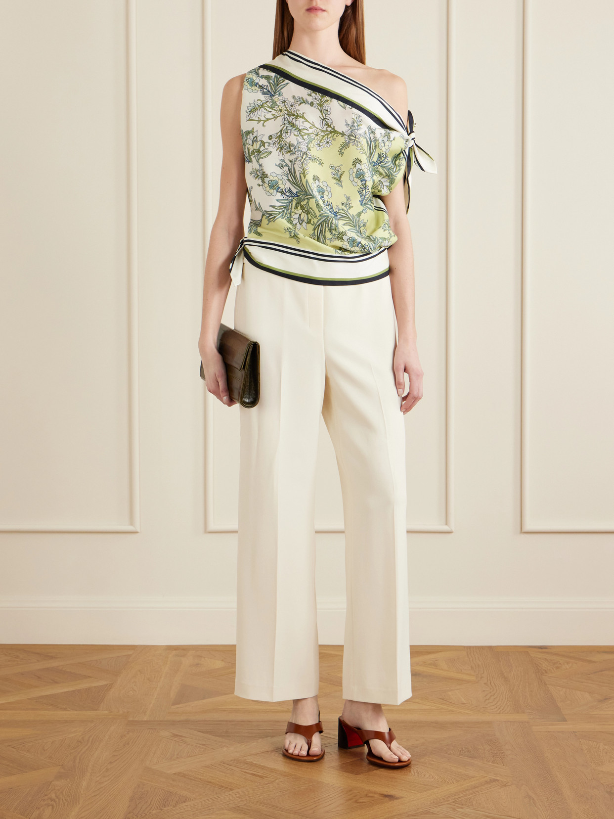 Tari One-Shoulder Printed Twill Blouse