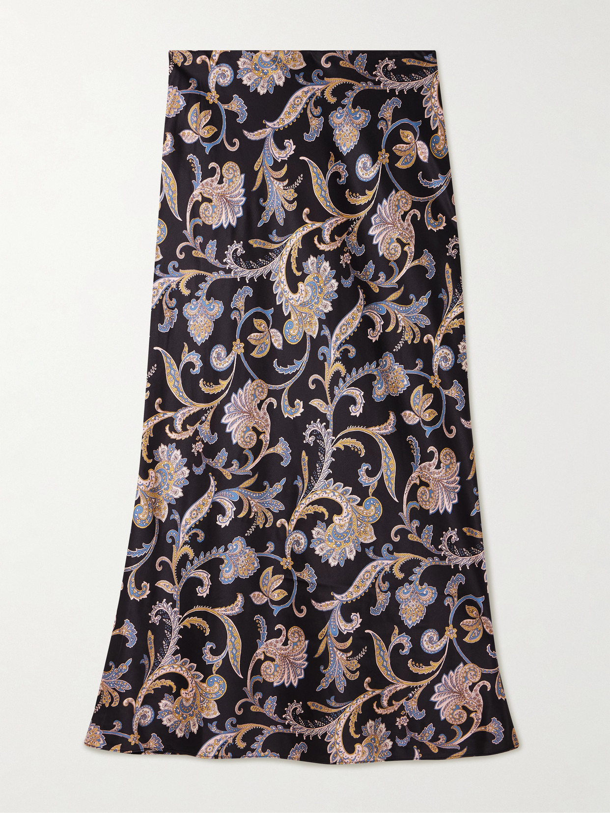 Veronica Beard Clover Paisley-print Silk-blend Charmeuse Midi Skirt In Black