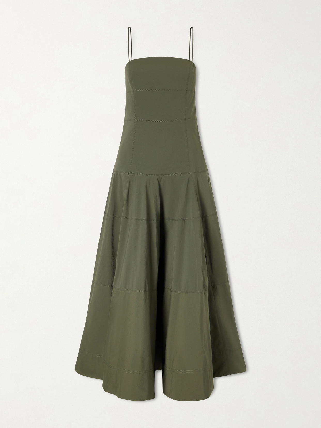 Veronica Beard Ilona Taffeta Midi Dress In Green