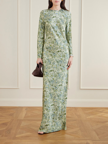 Veronica Beard Gemma printed silk-blend satin maxi dress