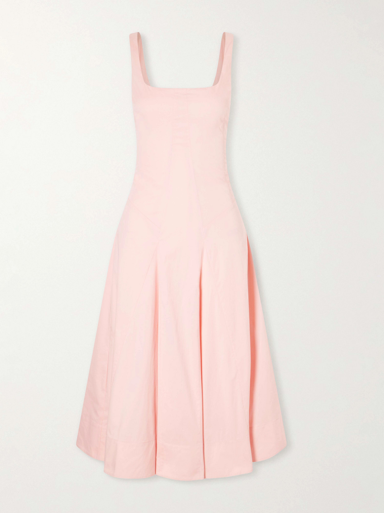 STAUD - Willow Pleated Cotton-blend Midi Dress - Pink