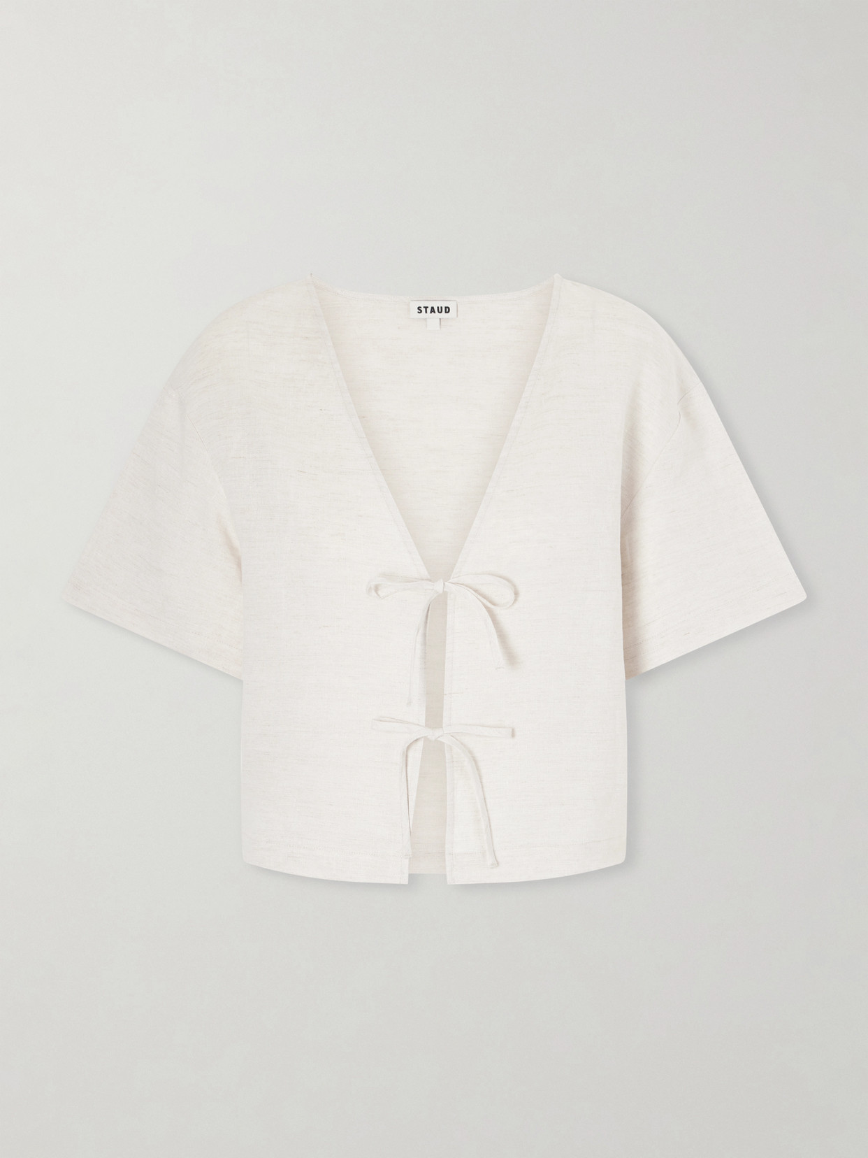 Staud Ava Linen Blouse In Neutral