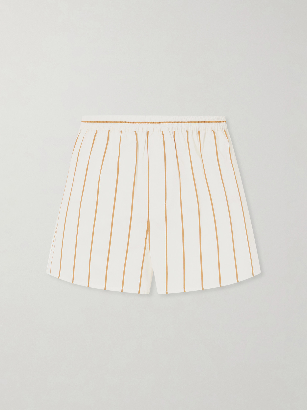 Staud Rove Striped Cotton-blend Shorts In Neutral