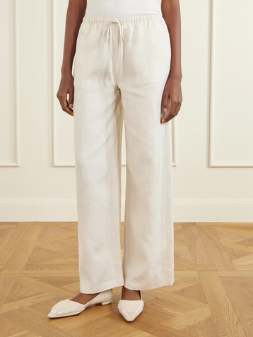 Staud Mateo linen mid-rise wide-leg pants