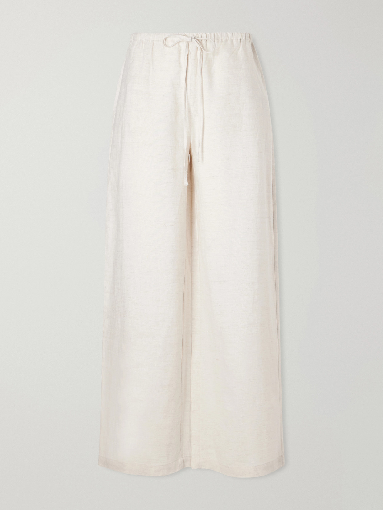 Staud Mateo Linen Mid-rise Wide-leg Pants In Neutral