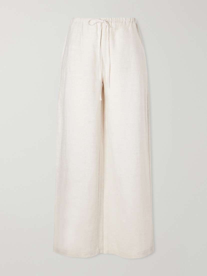 Staud Mateo Linen Mid-rise Wide-leg Pants