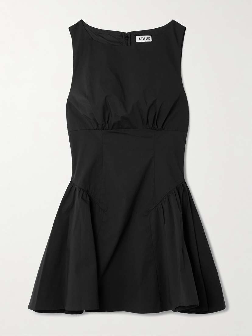Staud Gwen Paneled Cotton-blend Poplin Mini Dress