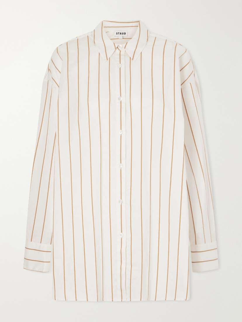 Staud Kendy Striped Cotton-blend Shirt