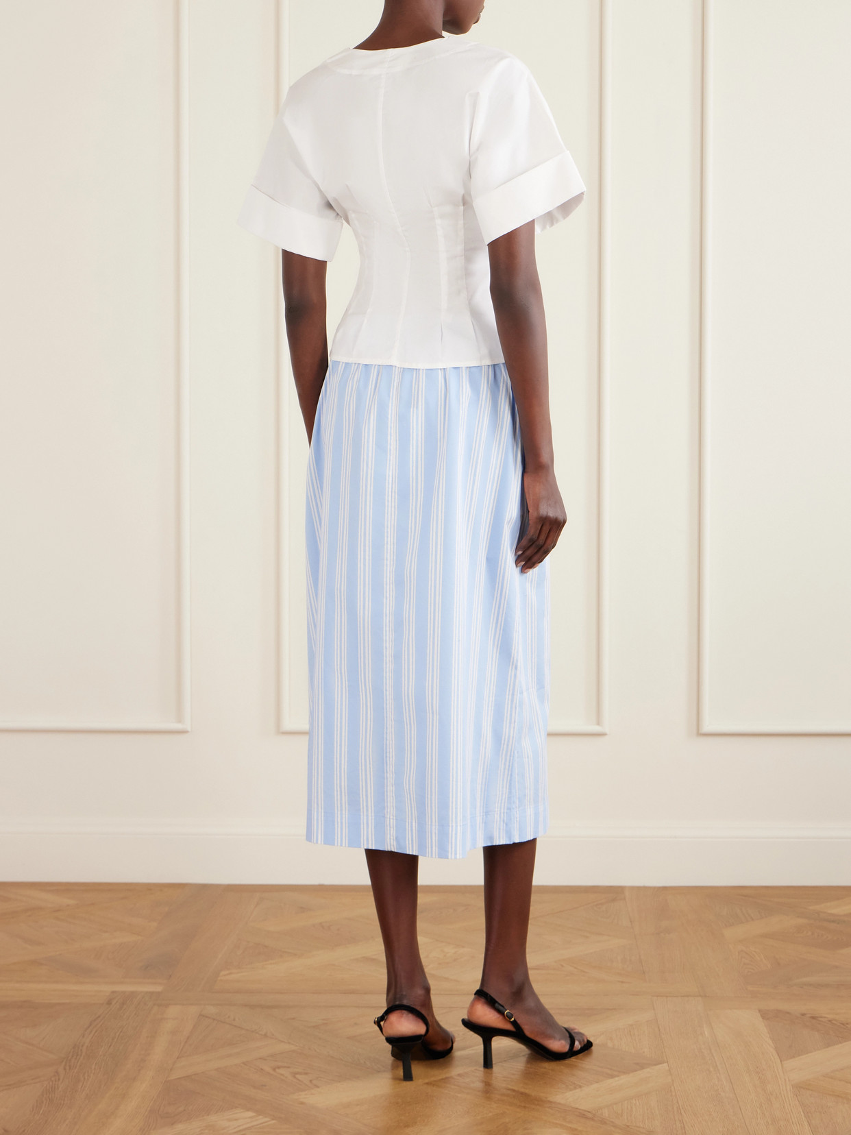 Elle Pleated Cotton-Blend Poplin Blouse