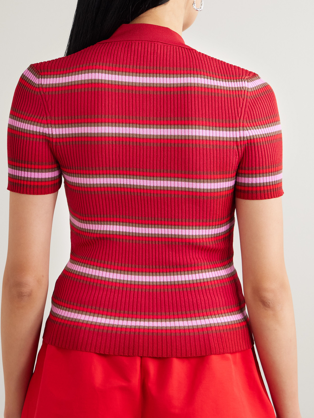 Ren Striped Ribbed-Knit Polo