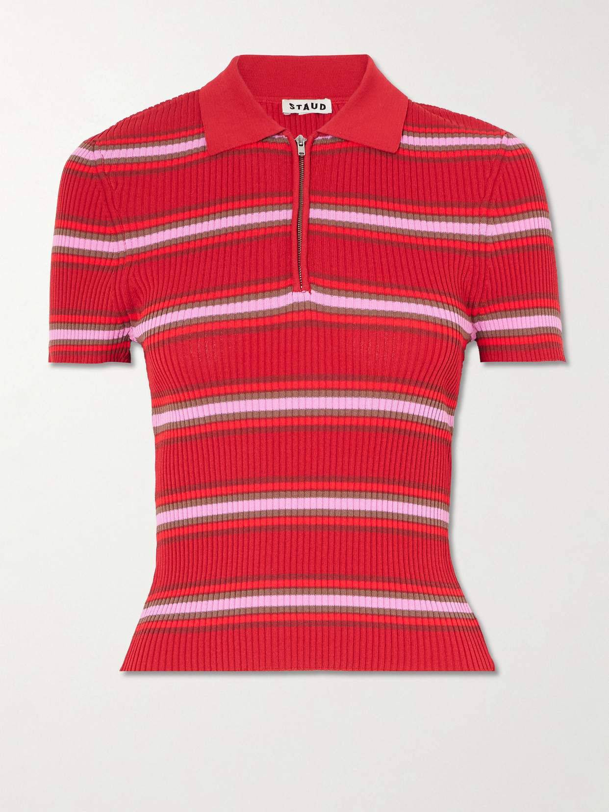 Ren Striped Ribbed-Knit Polo