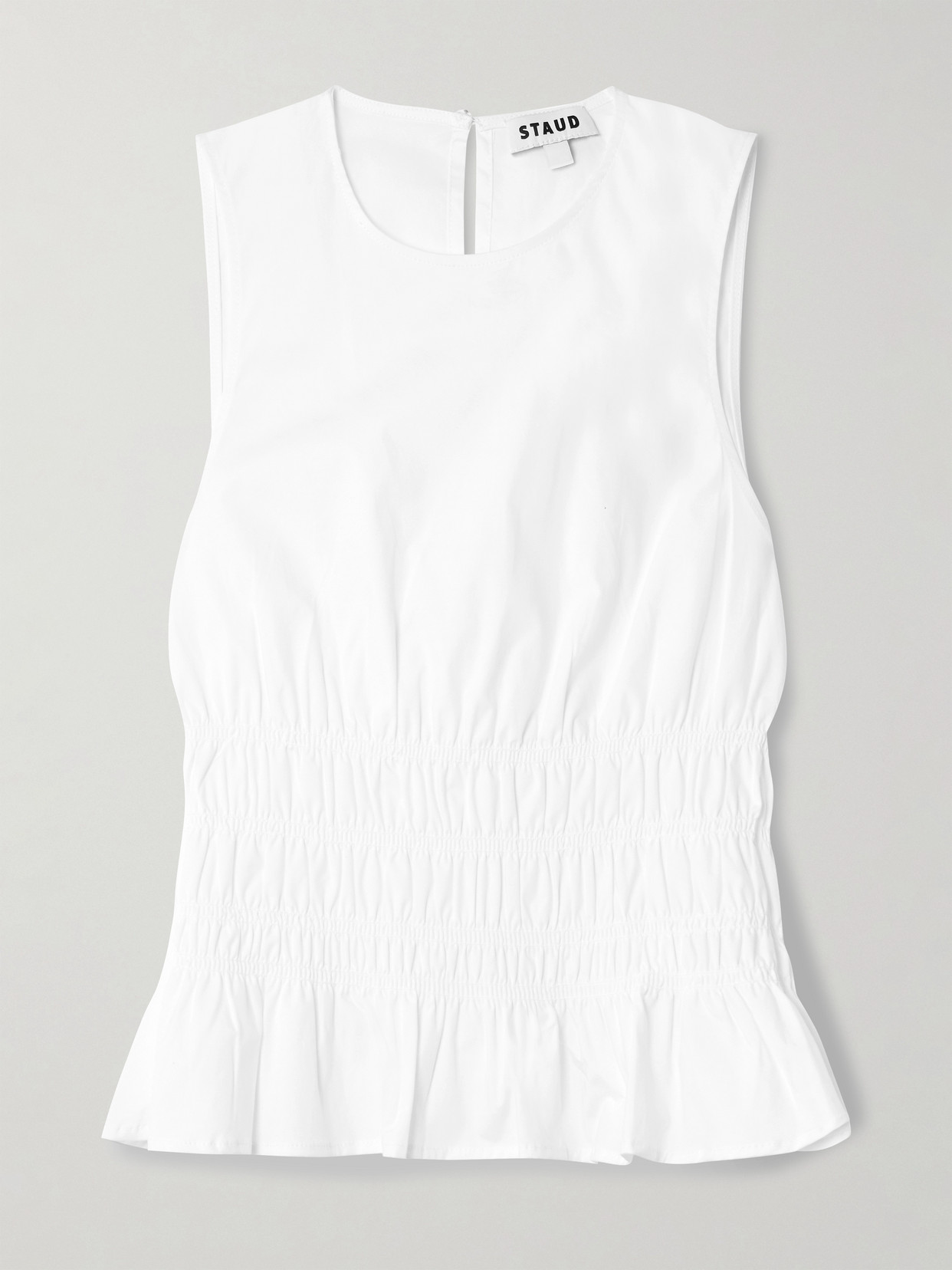 Culver Shirred Cotton-Blend Poplin Peplum Top