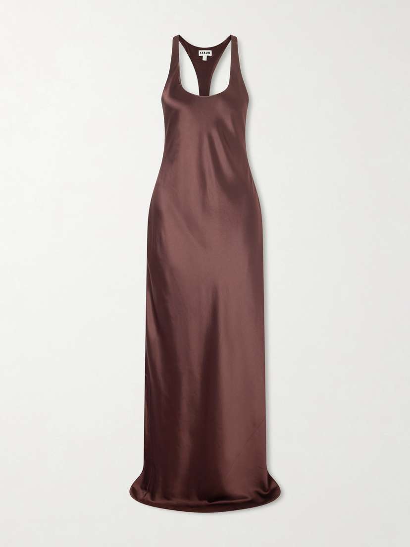 Staud Juanita Satin Maxi Dress