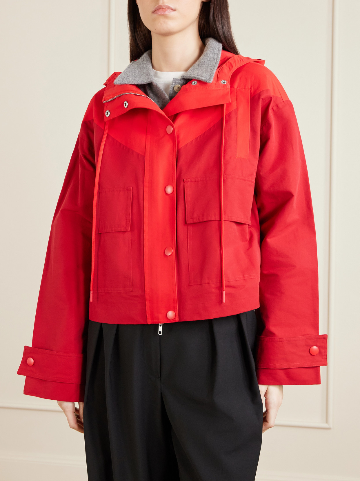 Alta Hooded Two-Tone Cotton-Blend Jacket