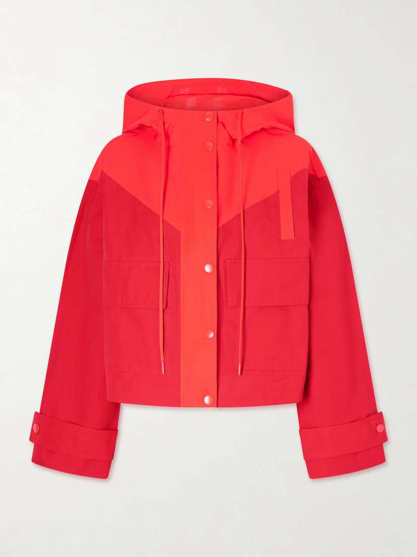 Staud Alta Hooded Two-tone Cotton-blend Jacket