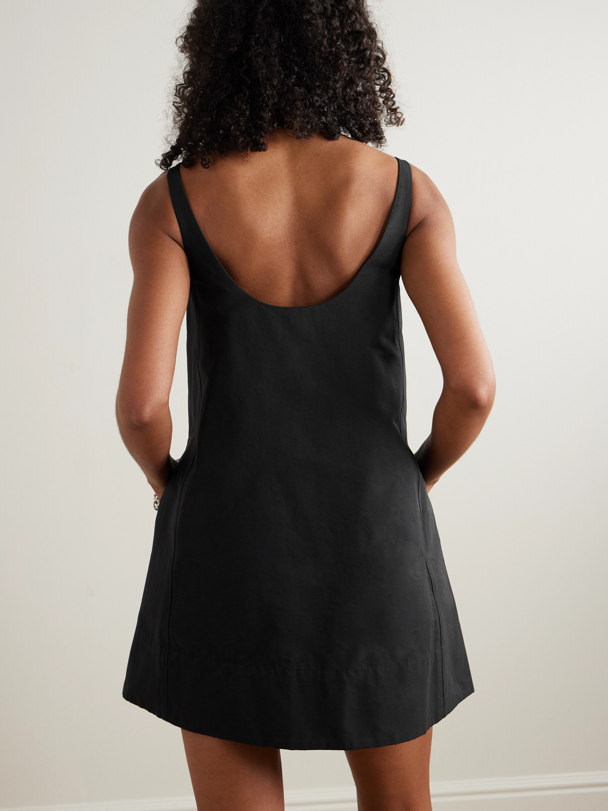 Staud Glade Buckled Cotton-blend Mini Dress In Gray