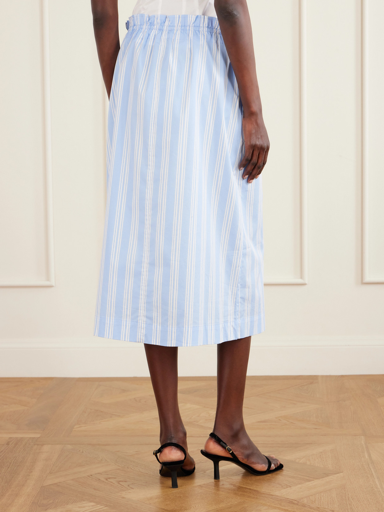 Shore Striped Cotton-Blend Poplin Midi