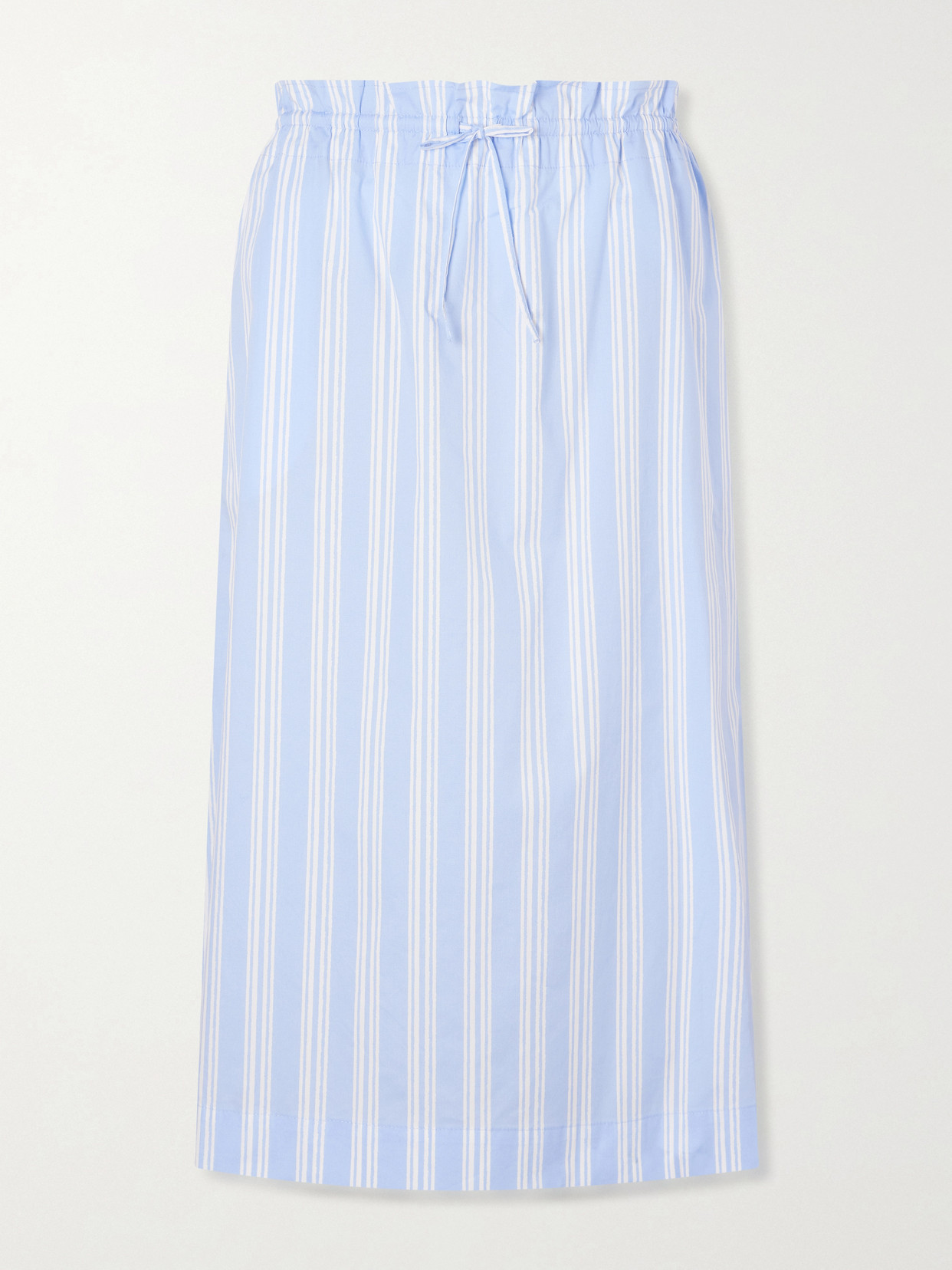 Staud Shore Striped Cotton-blend Poplin Midi Skirt In Blue