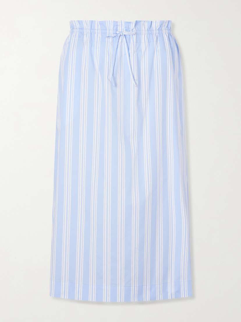 Staud Shore Striped Cotton-blend Poplin Midi Skirt