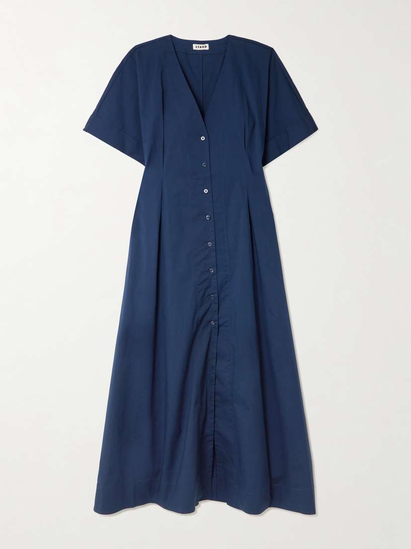 Staud Elle Cotton-blend Midi Dress