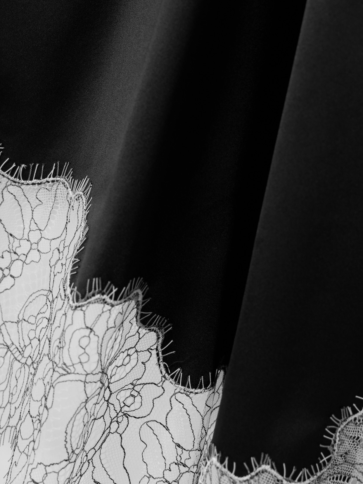 Sonoma Asymmetric Gathered Lace-Trimmed Silk-Blend Midi