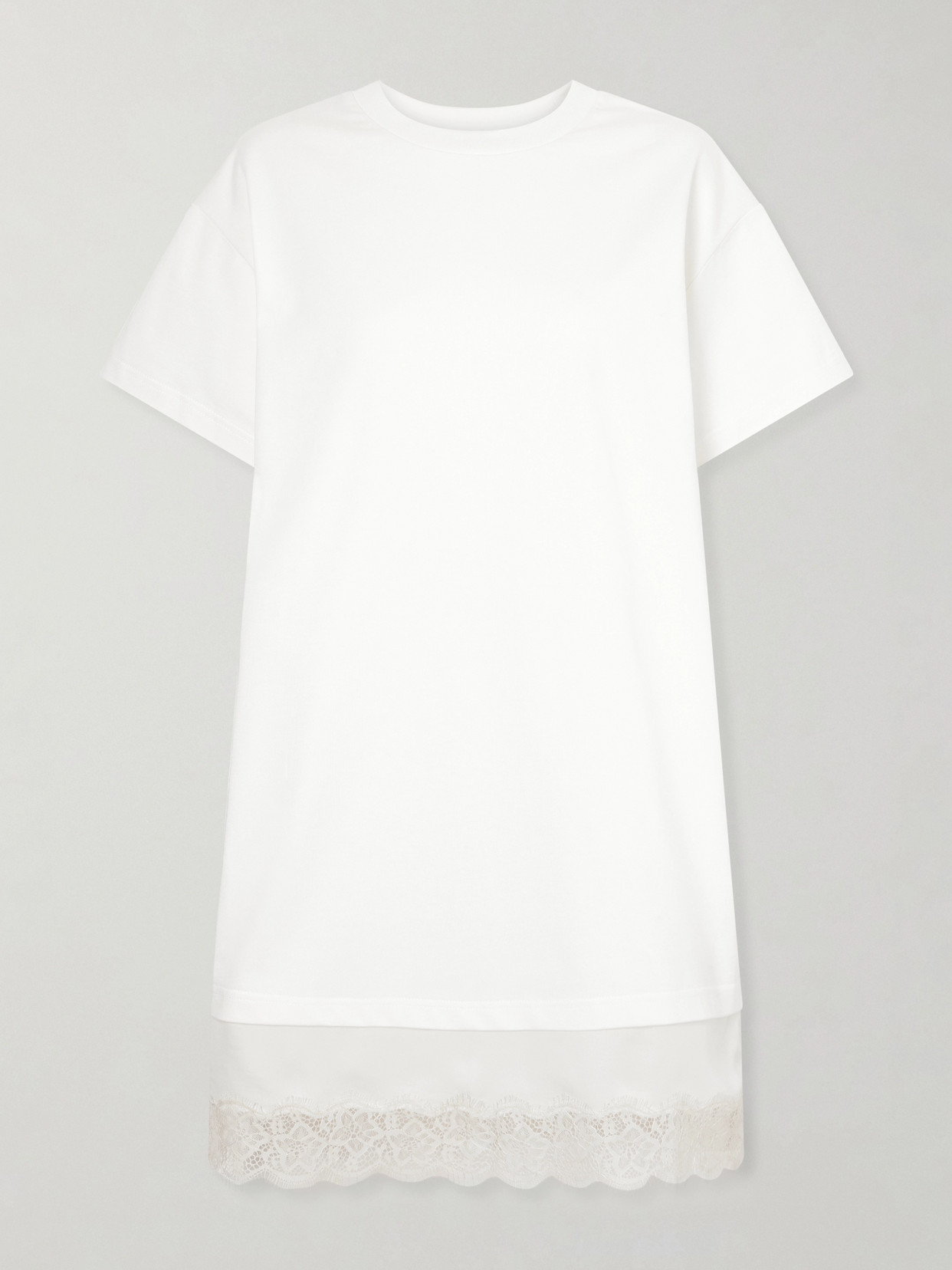 Staud Grier Silk And Lace-trimmed Cotton-jersey Mini Dress In White