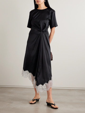 ワンピース Lace trimmed belted dress Zimmermann - Hypnotic belted lace-trimmed satin mini dress | Plush