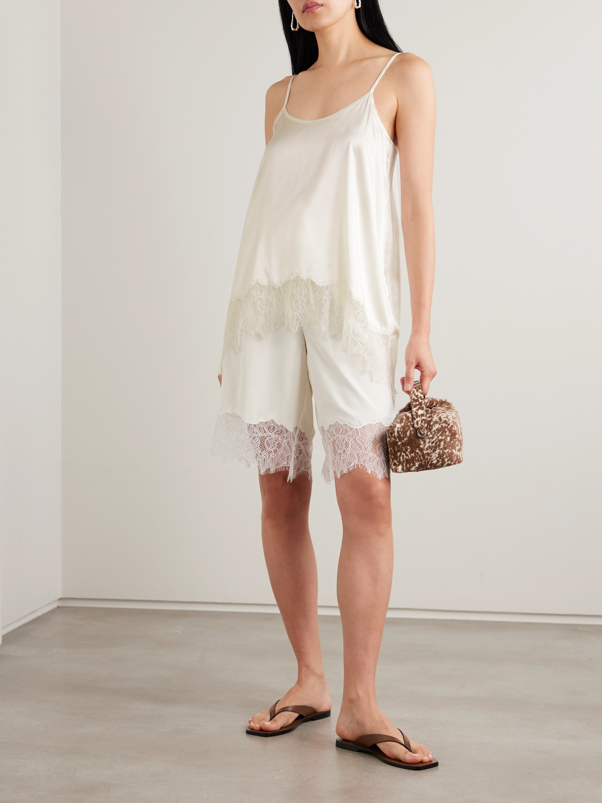 Chloe Lace-Trimmed Silk-Blend Satin Camisole