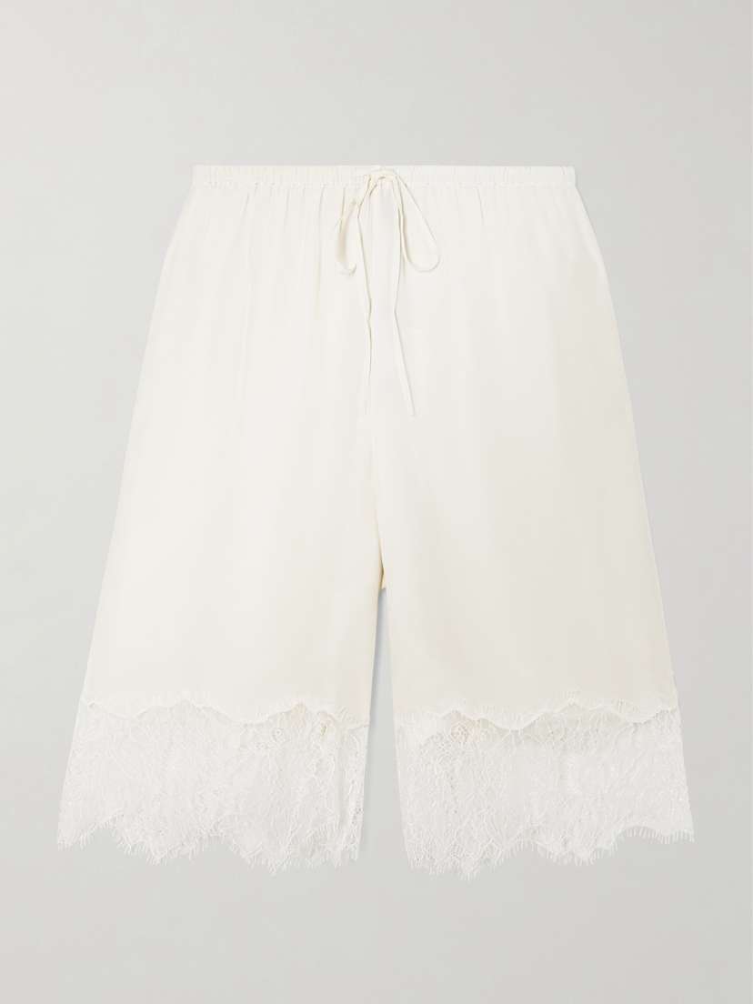 Staud Verano Lace-trimmed Silk Shorts