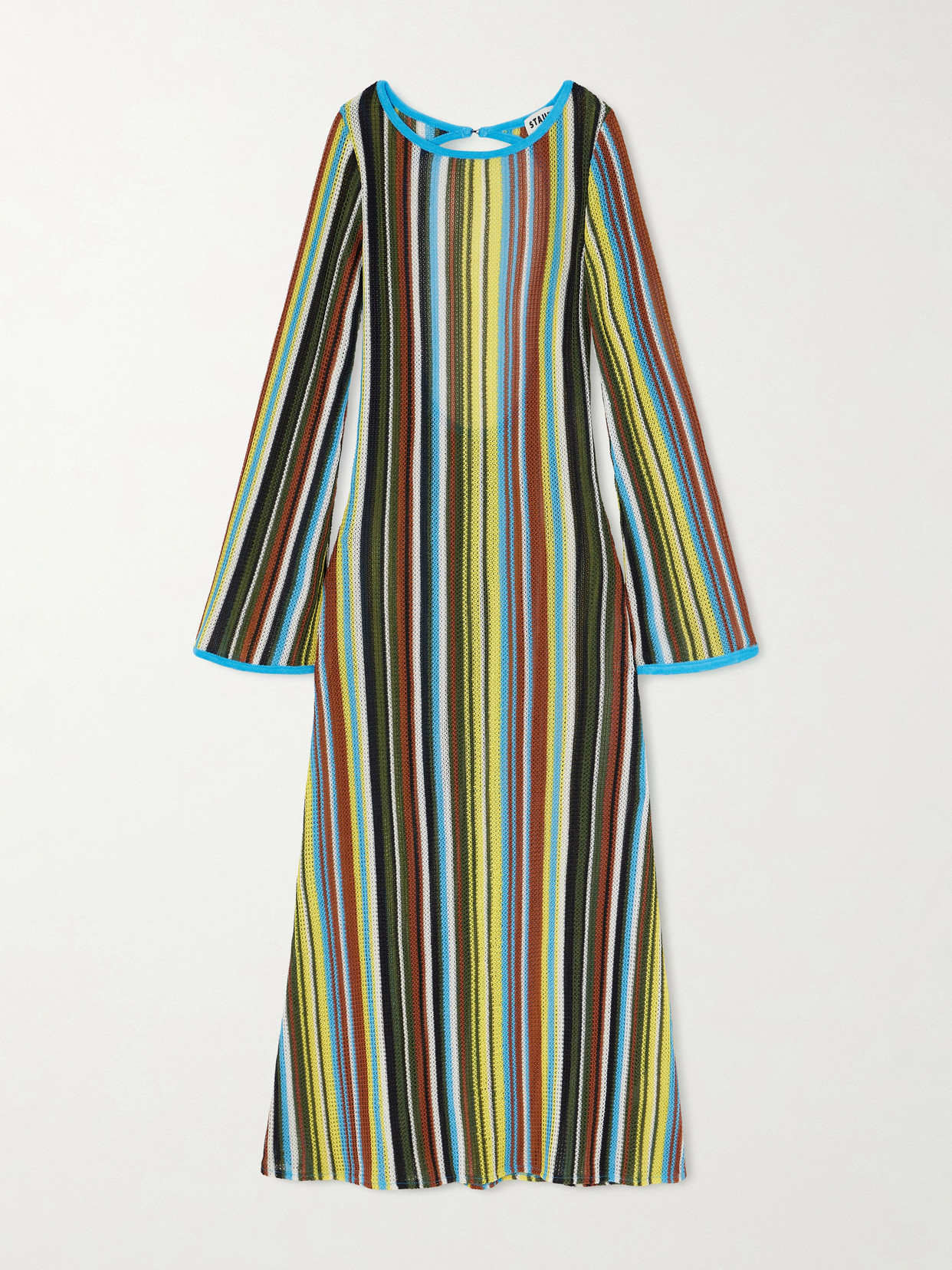Staud Lorena Open-back Striped Knitted Maxi Dress In Multi
