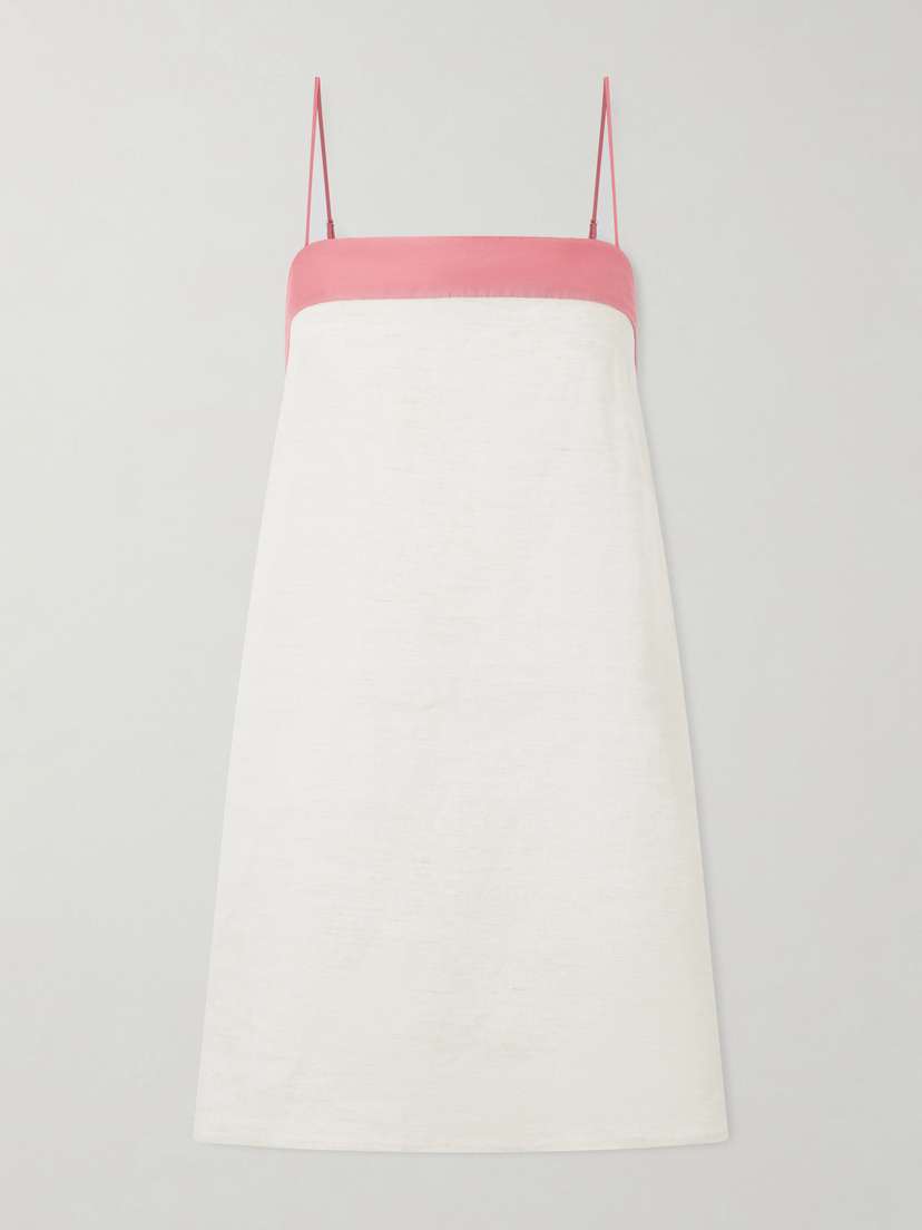 Staud Laura Two-tone Linen Mini Dress