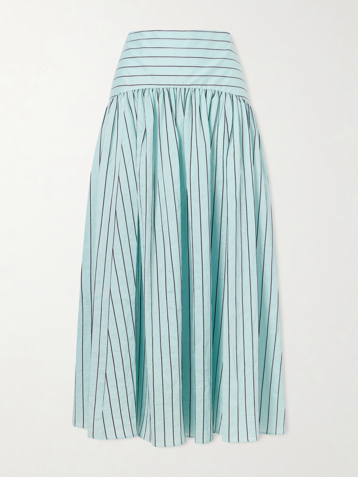 Procida Pleated Striped Cotton-Blend Poplin Midi