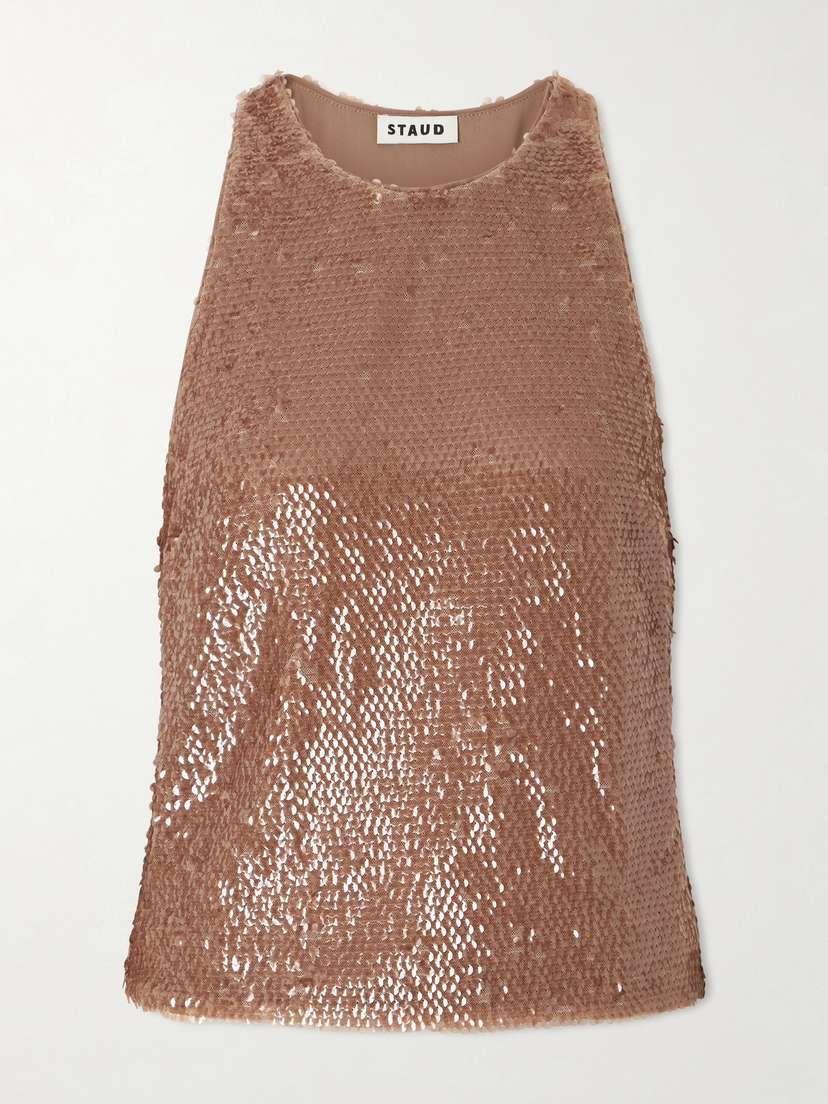 Staud Bree Sequined Tulle Top