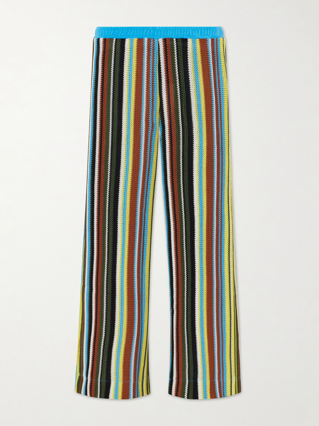Staud Ali Striped Knitted Straight-leg Pants In Multi