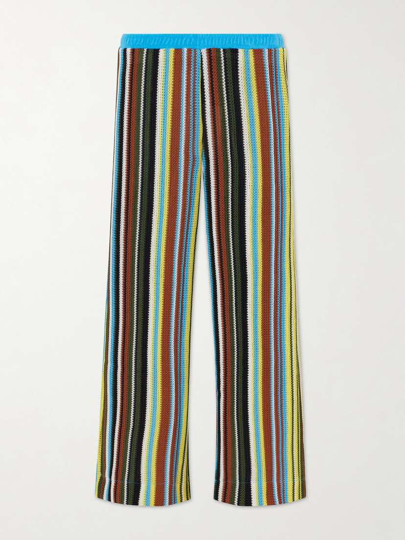 Staud Ali Striped Knitted Straight-leg Pants