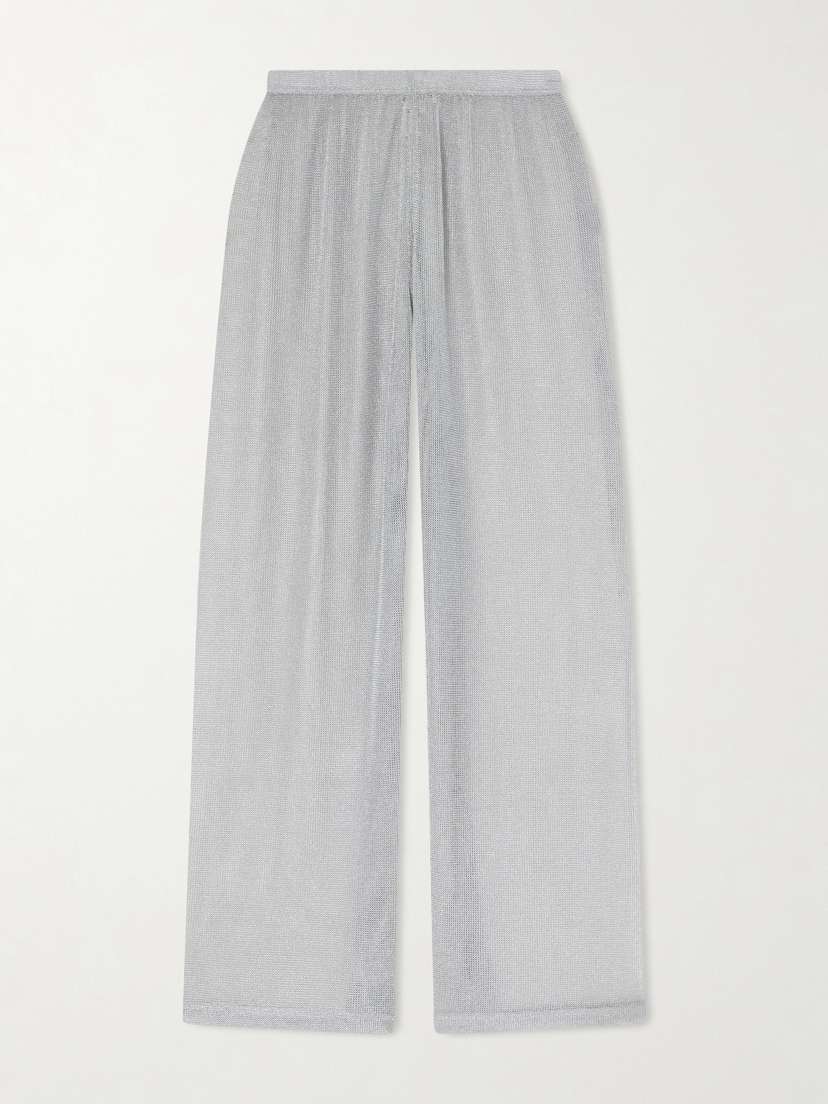 Staud Ali Metallic Knitted Wide-leg Pants