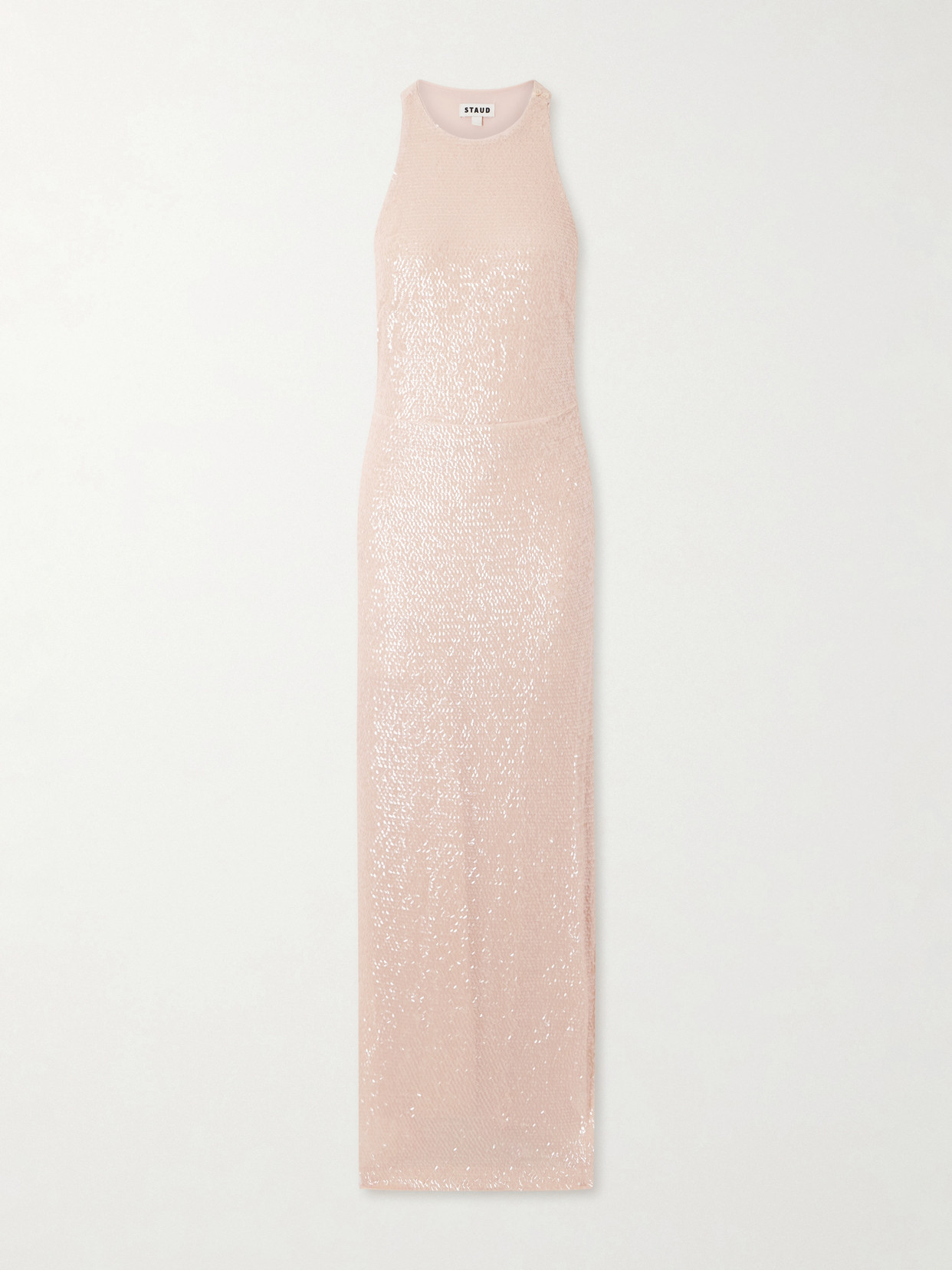 STAUD - Bree Sequined Tulle Halterneck Midi Dress - Brown