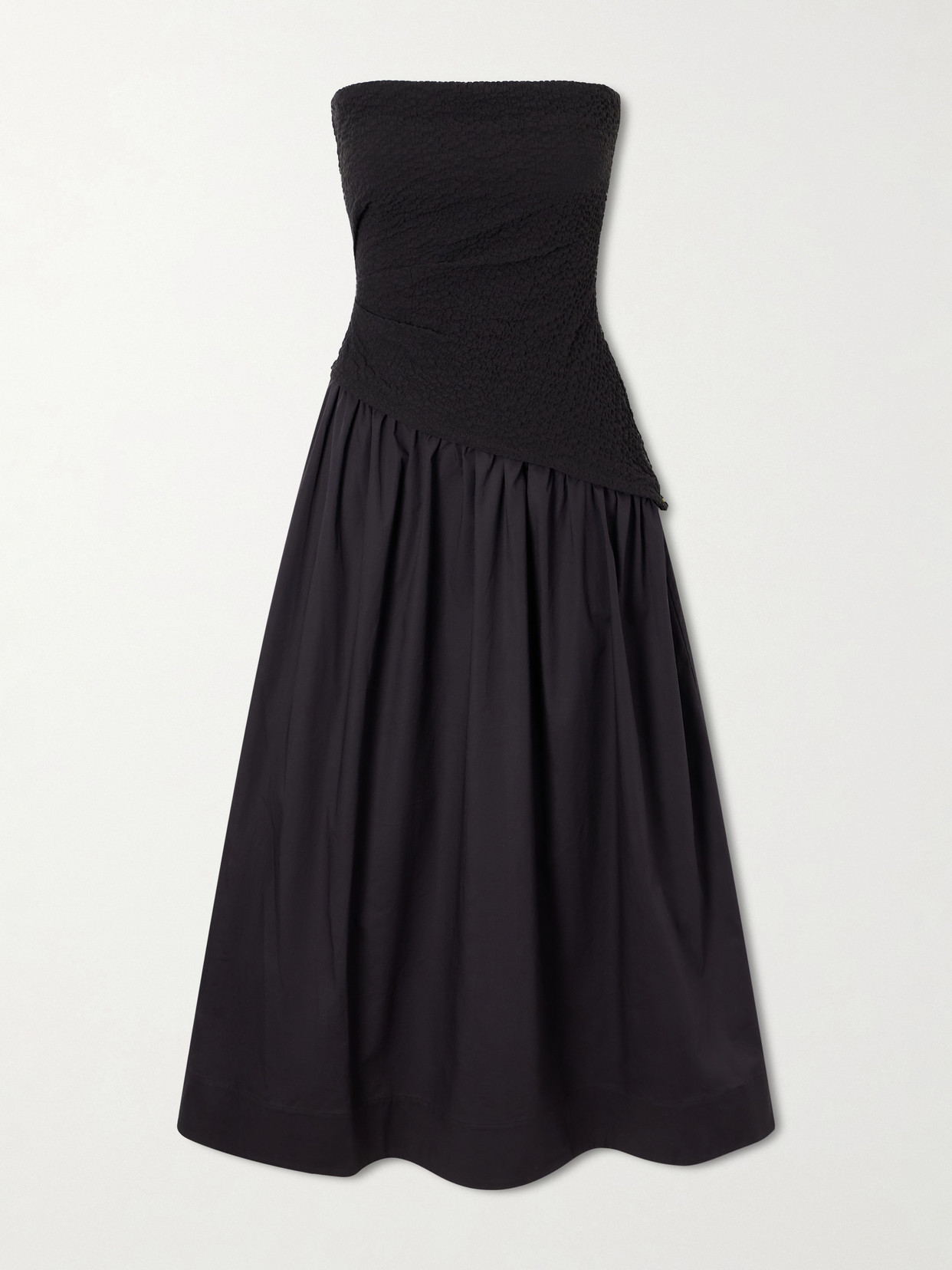 Staud Nia Cotton Midi Dress In Black