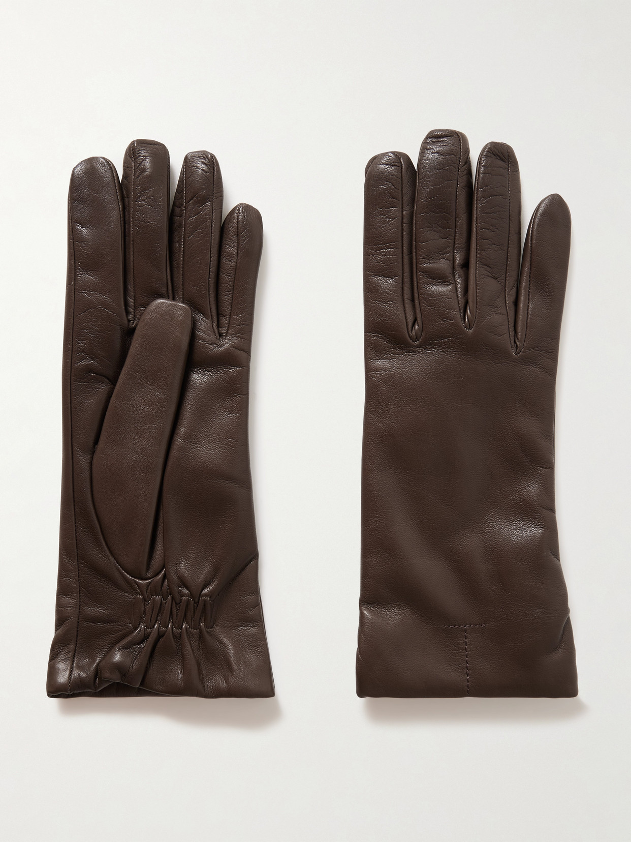 Totême Leather Gloves In Brown